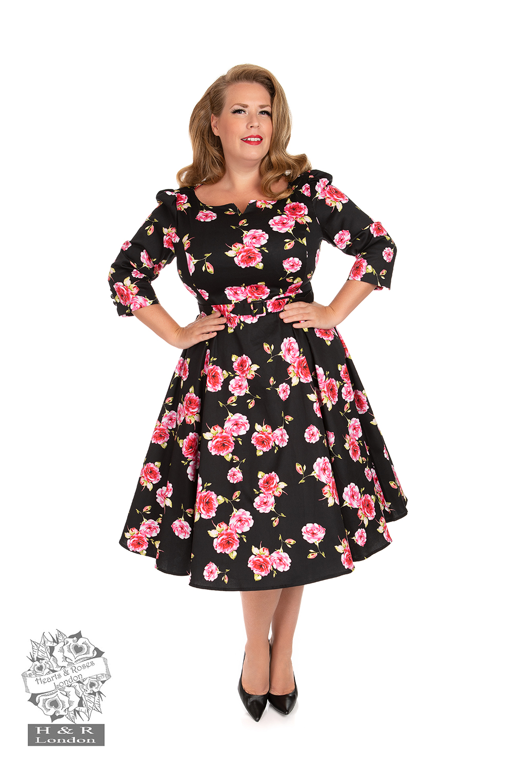 Ava Floral Swing Dress in Plus Size
